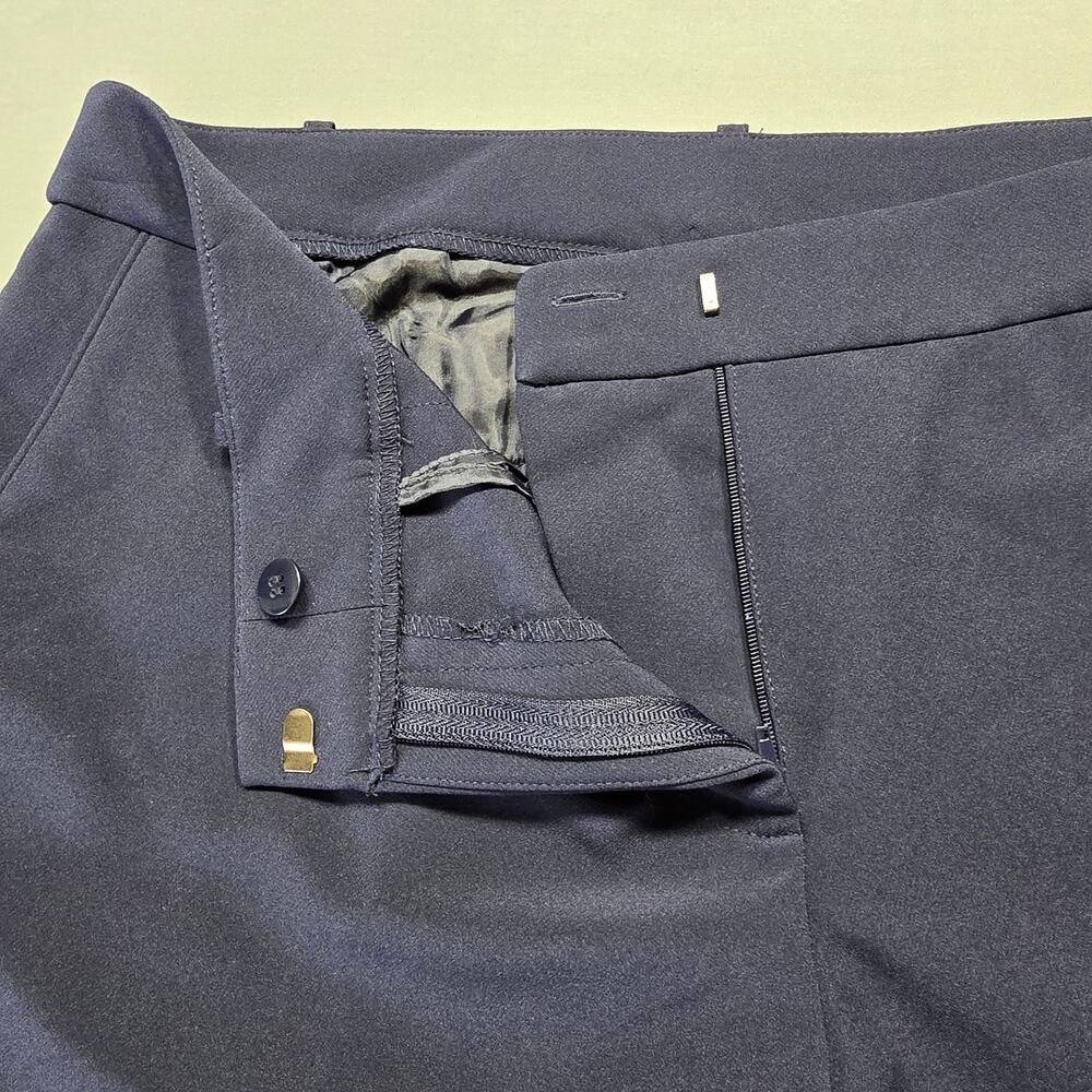 BHFO Blue Pants NEW Stretch Flat Front Straight Trousers Women's Size 10 Petite - Picture 10 of 13